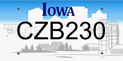 CZB230 Iowa License Plate