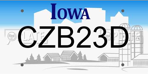 CZB23D Iowa License Plate