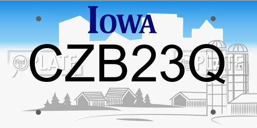 CZB23Q Iowa License Plate
