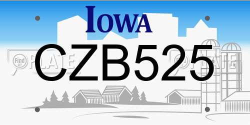 CZB525 Iowa License Plate