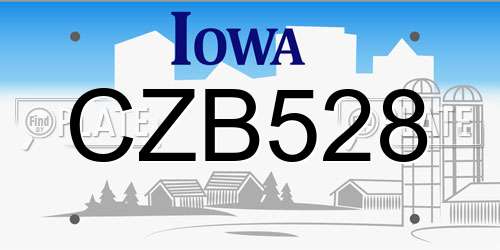 CZB528 Iowa License Plate