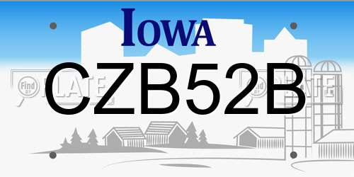 CZB52B Iowa License Plate