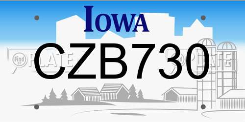 CZB730 Iowa License Plate