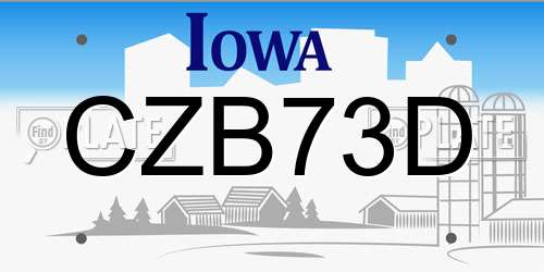 CZB73D Iowa License Plate