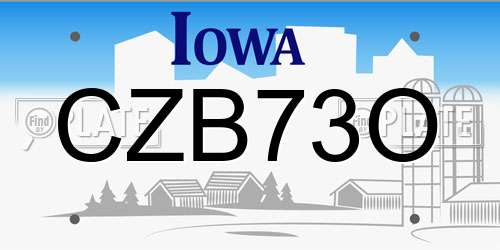 CZB73O Iowa License Plate