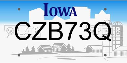 CZB73Q Iowa License Plate