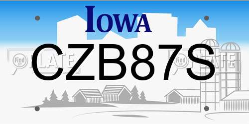 CZB87S Iowa License Plate