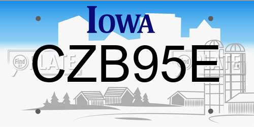 CZB95E Iowa License Plate