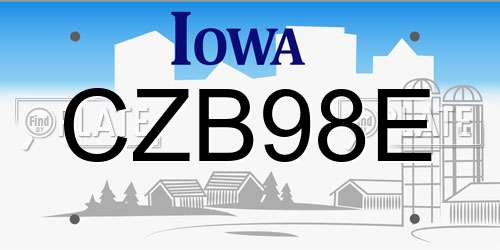 CZB98E Iowa License Plate