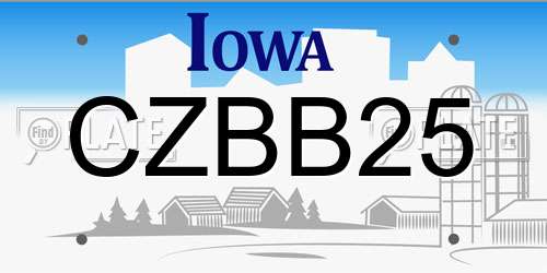 CZBB25 Iowa License Plate