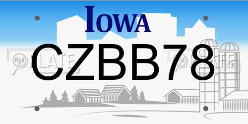CZBB78 Iowa License Plate