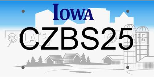 CZBS25 Iowa License Plate