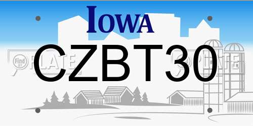 CZBT30 Iowa License Plate