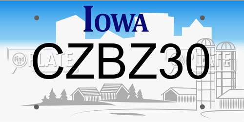 CZBZ30 Iowa License Plate