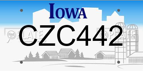 CZC442 Iowa License Plate