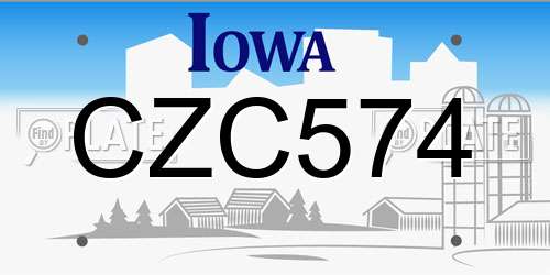 CZC574 Iowa License Plate