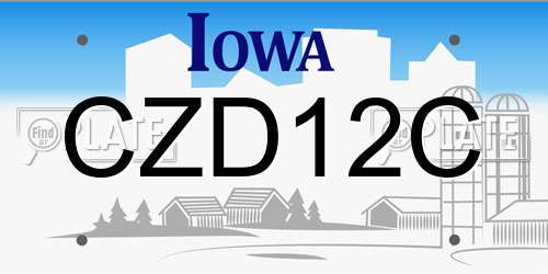 CZD12C Iowa License Plate