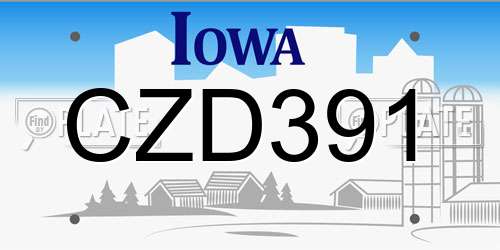 CZD391 Iowa License Plate
