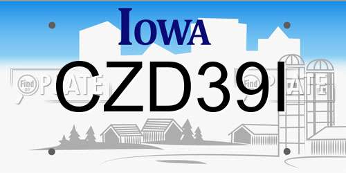CZD39I Iowa License Plate