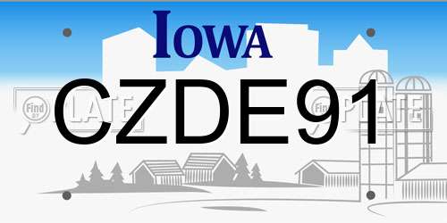 CZDE91 Iowa License Plate