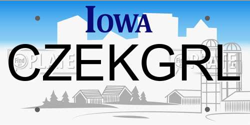 CZEKGRL Iowa License Plate
