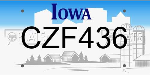 CZF436 Iowa License Plate