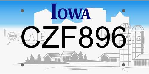 CZF896 Iowa License Plate