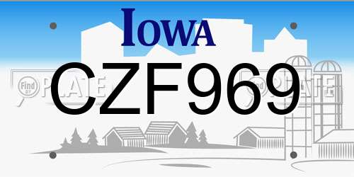 CZF969 Iowa License Plate