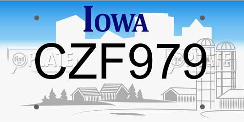 CZF979 Iowa License Plate