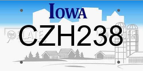 CZH238 Iowa License Plate