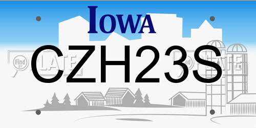 CZH23S Iowa License Plate