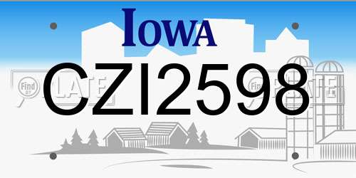 CZI2598 Iowa License Plate