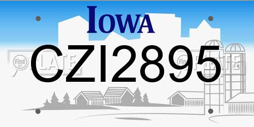 CZI2895 Iowa License Plate