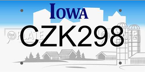 CZK298 Iowa License Plate