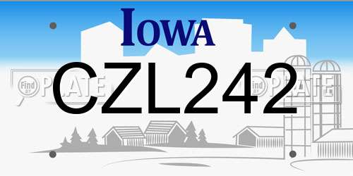 CZL242 Iowa License Plate
