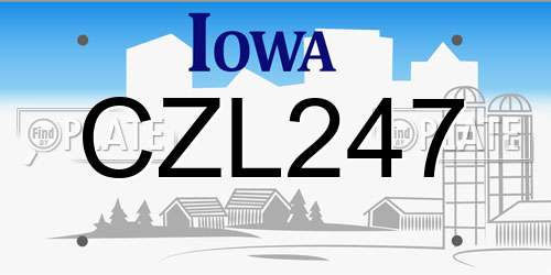 CZL247 Iowa License Plate