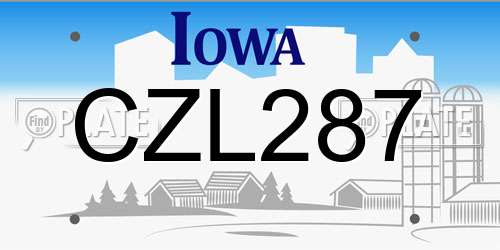 CZL287 Iowa License Plate