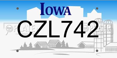 CZL742 Iowa License Plate