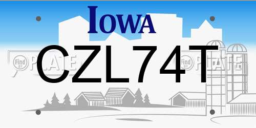 CZL74T Iowa License Plate
