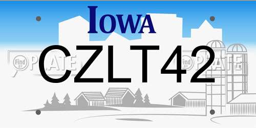 CZLT42 Iowa License Plate