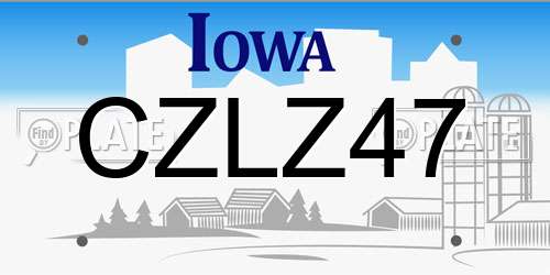CZLZ47 Iowa License Plate