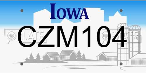 CZM104 Iowa License Plate