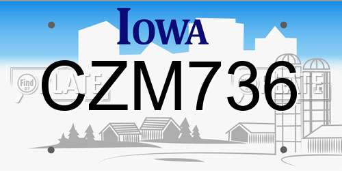 CZM736 Iowa License Plate