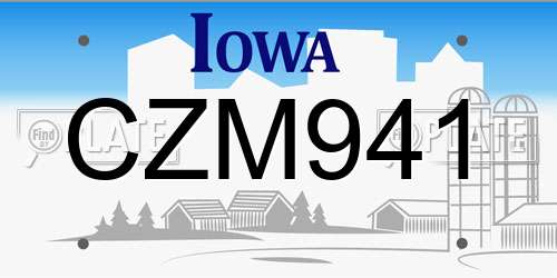 CZM941 Iowa License Plate