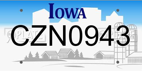 CZN0943 Iowa License Plate