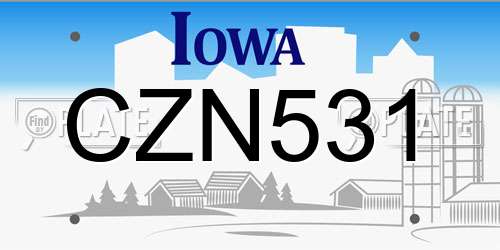 CZN531 Iowa License Plate