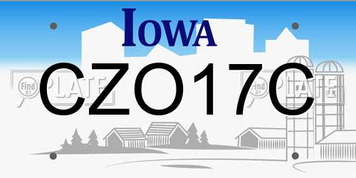 CZO17C Iowa License Plate