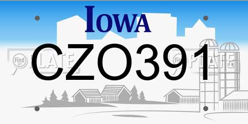 CZO391 Iowa License Plate