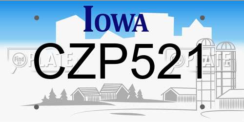 CZP521 Iowa License Plate