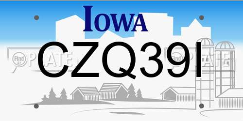 CZQ39I Iowa License Plate